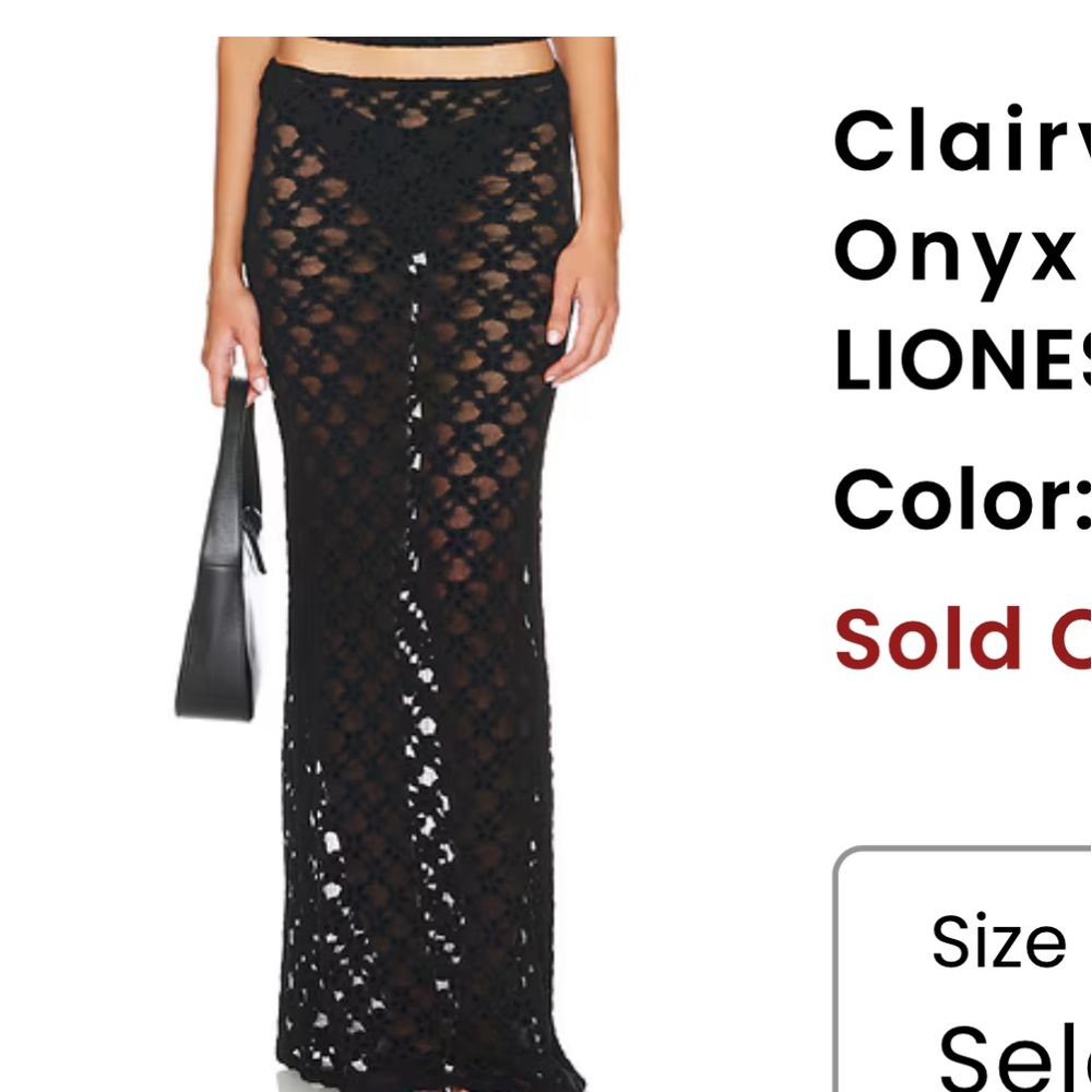 New | Lioness Clairvoyant Maxi Skirt in
Onyx Large